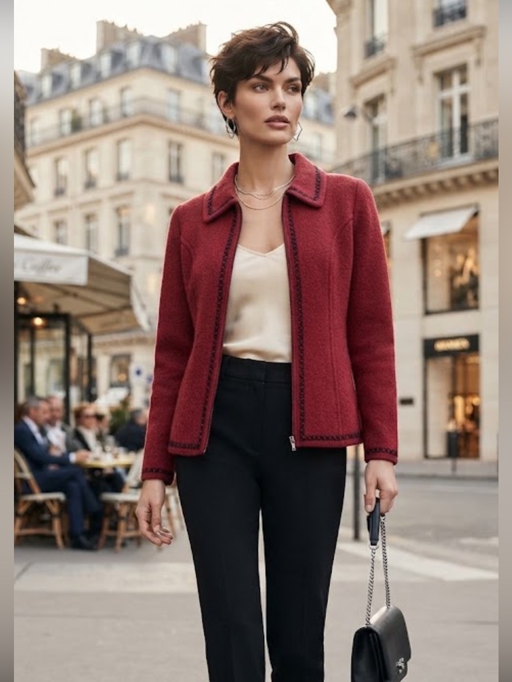 Icelandic red double faced knit wool jacket